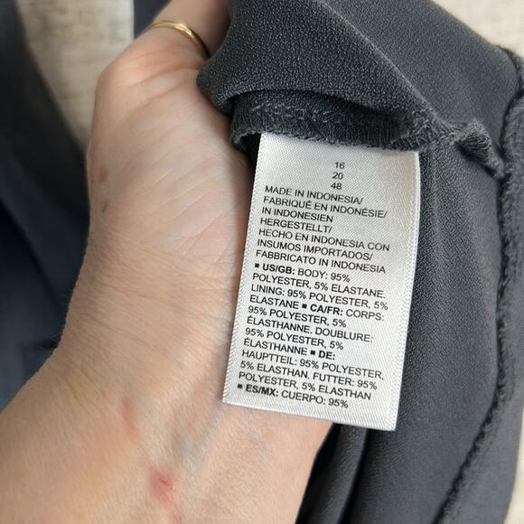Lark & Ro Charcoal Gray Faux Wrap 3/4 Sleeves Dress Women’s Size 16 - Picture 7 of 8